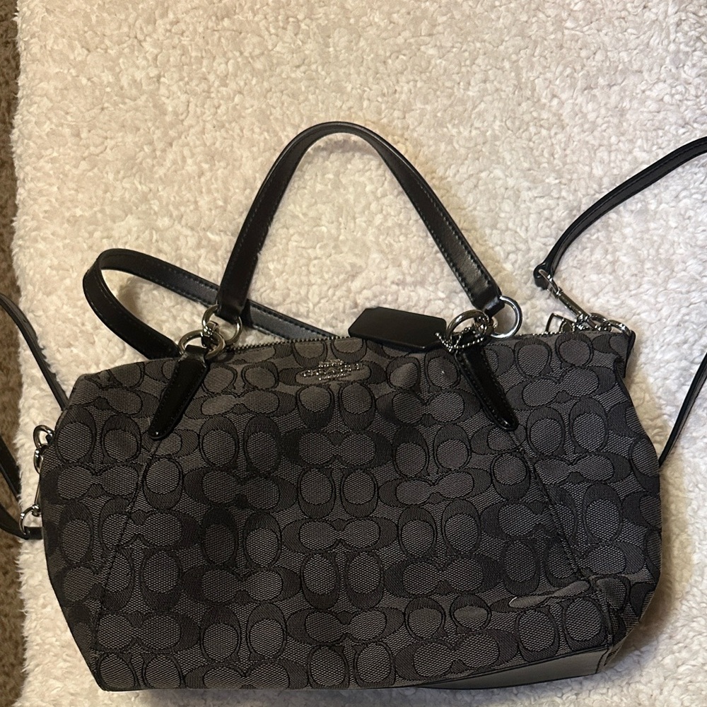 Coach Black and Gray Signature Satchel